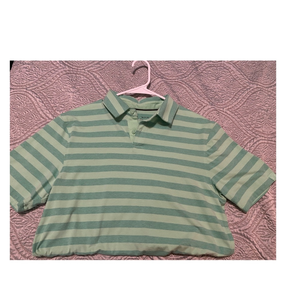 Men’s underarmour Green stripe polo shirt - Picture 4 of 5